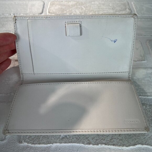 Coach Checkbook Cover Beige Signature‎ C Canvas Leather Trim - Picture 4 of 12